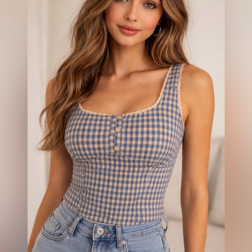 Kirious Los Angeles small crop top plaid 711